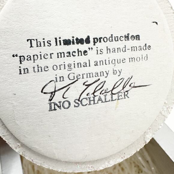 Ino Schaller Bayern paper mache Santa Claus red coat flocked tree 10" tall box - Picture 9 of 11